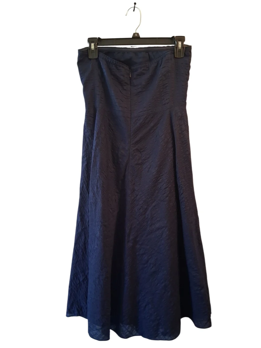 J. Crew Strapless Navy Textured Midi Dress